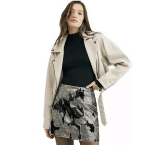 FREE PEOPLE SEQUIN MINI SKIRT ARMY PRINT CAMO